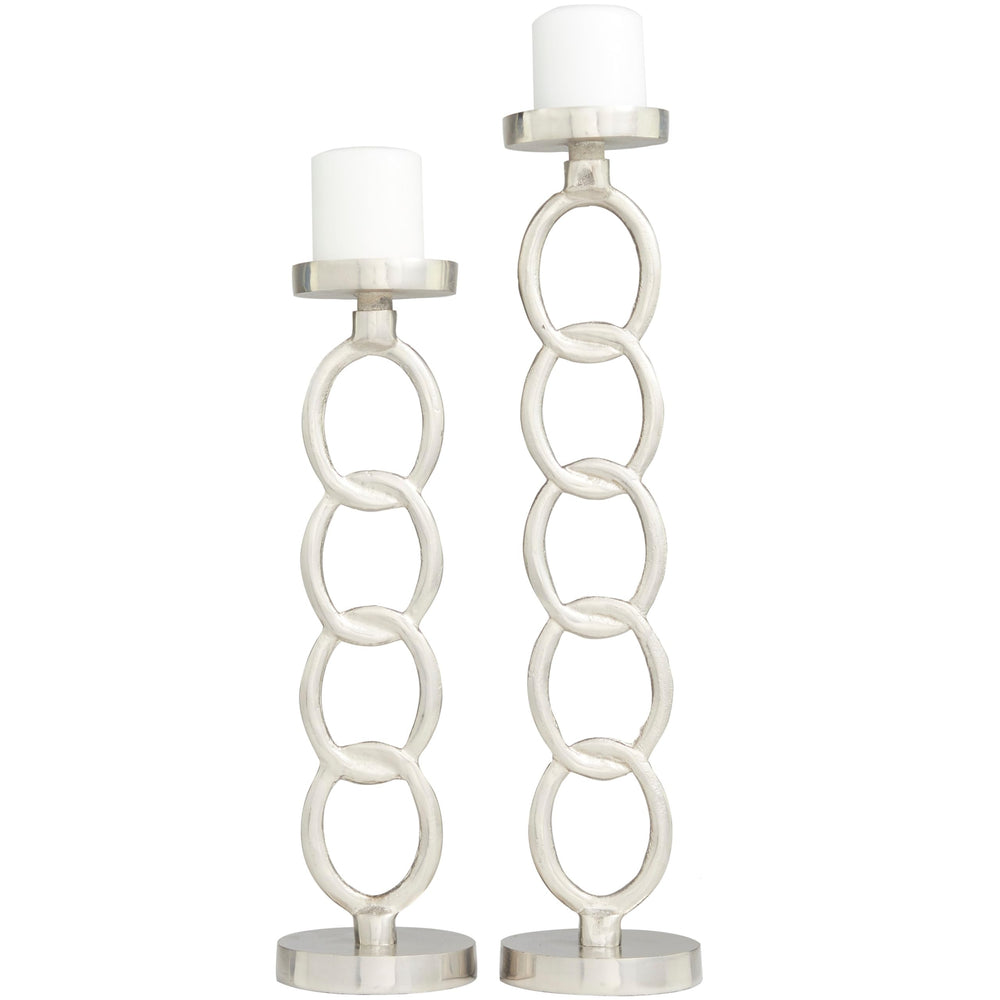 Silver Geometric Candle Holder (Set of 2) - Diamond Home USA