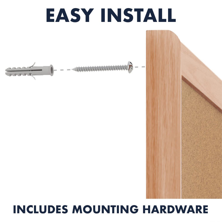 Quartet Cork Board Bulletin Board 23" x 35" Framed Corkboard Oak Frame - Diamond Home USA