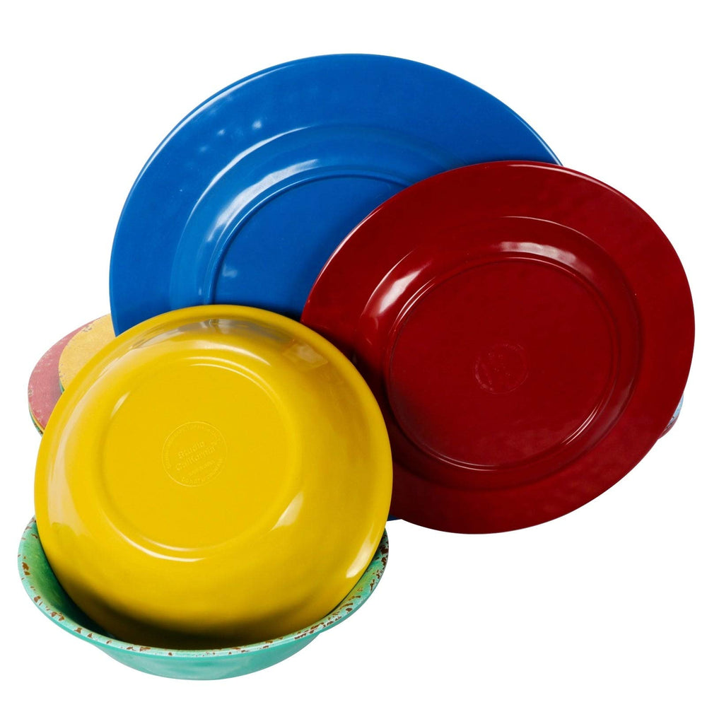 California 12pc Assorted Dinnerware Set Multi Color Solid Casual Round 12 - Diamond Home USA
