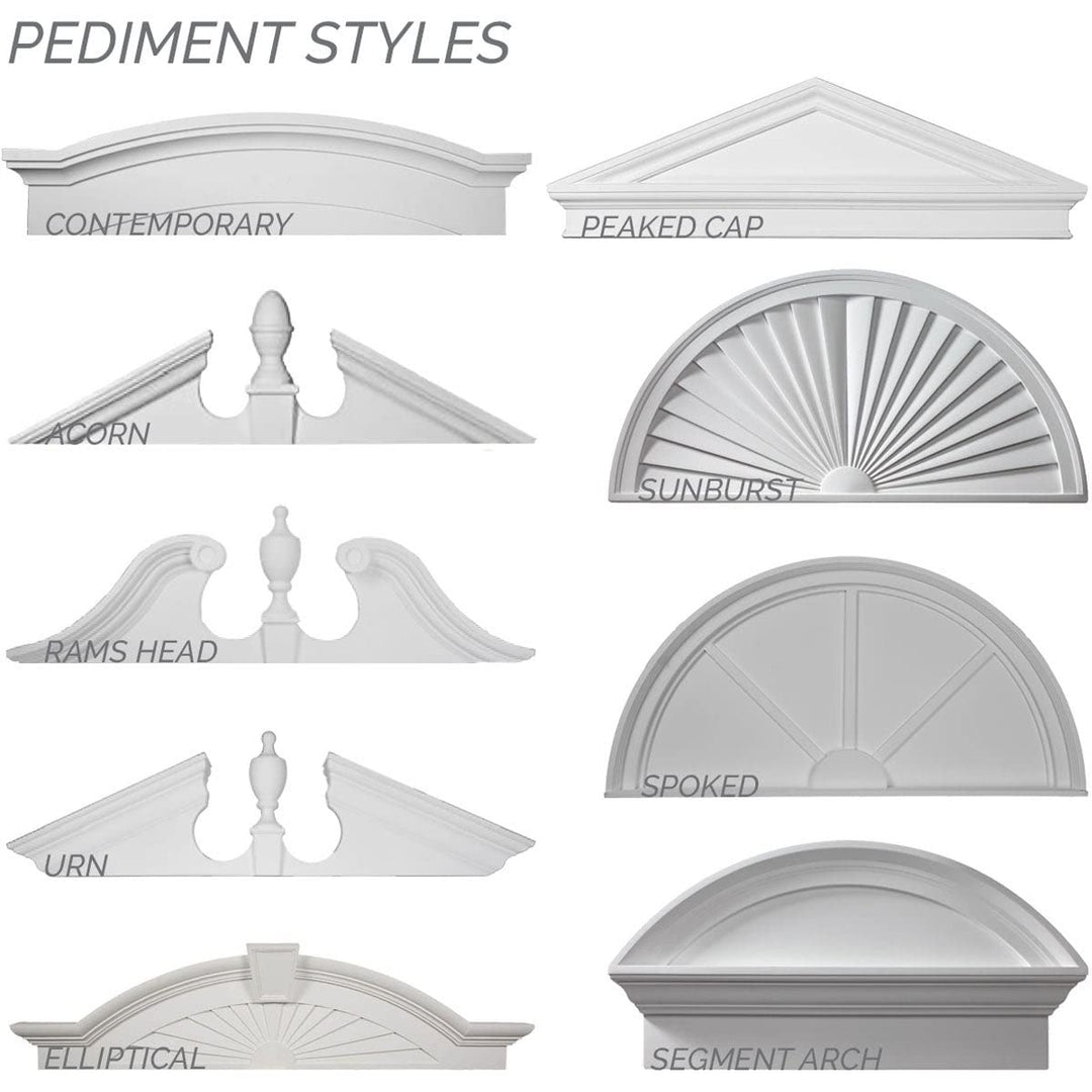 48" w X 24" h 2" p Half Round Sunburst Pediment Classic Polyurethane Primed - Diamond Home USA