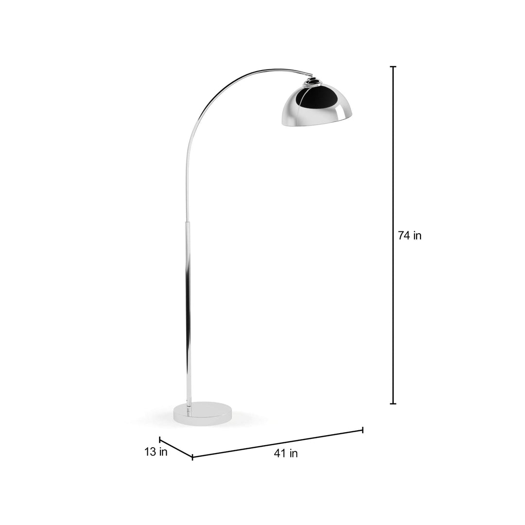 Chrome Arc Floor Lamp Silver Glam Mid-Century Modern Contemporary - Diamond Home USA