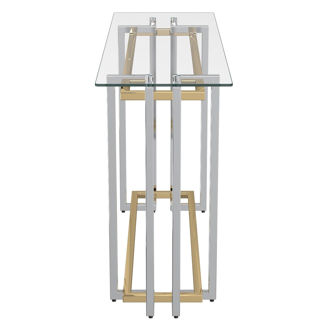 Nspire Contemporary Glass & Metal Console Table in Silver & Gold - Diamond Home USA