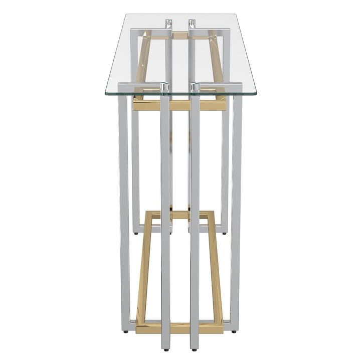 Nspire Contemporary Glass & Metal Console Table in Silver & Gold - Diamond Home USA