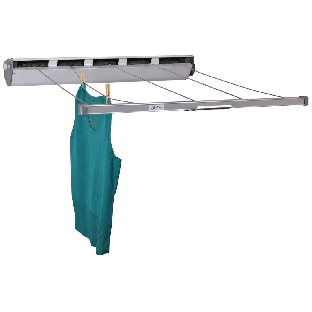 5-line Retractable Clothesline Silver Adjustable