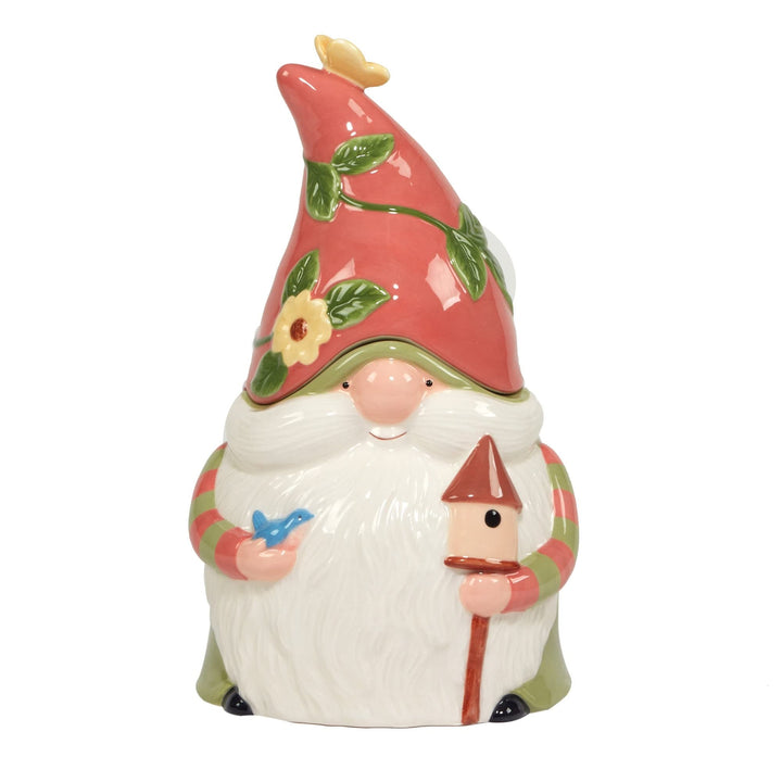 Garden Gnomes 50 Oz. 3-d Cookie Jar 50oz Green Red White Ceramic