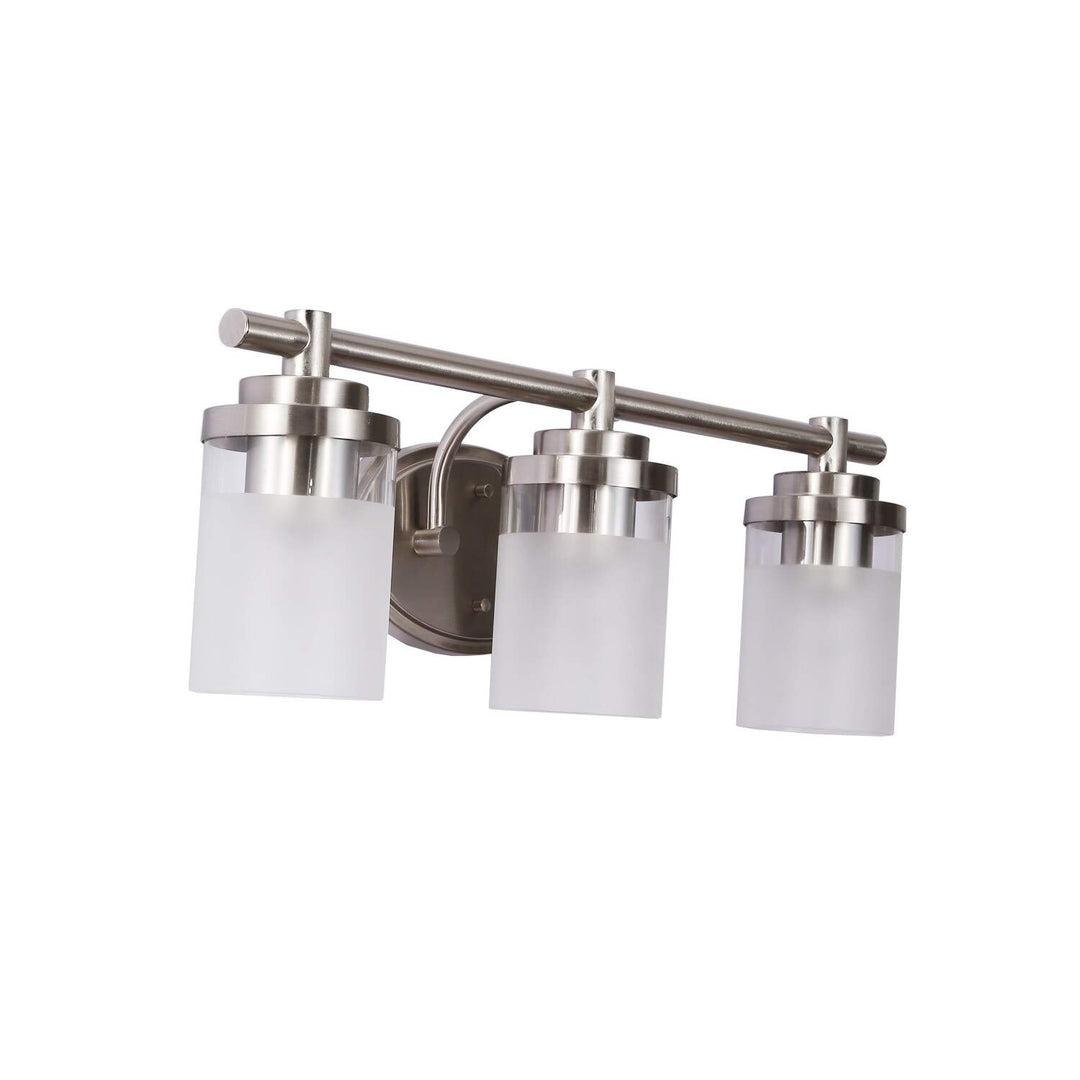 3-Light Vanity Light White Modern Contemporary Steel Nickel