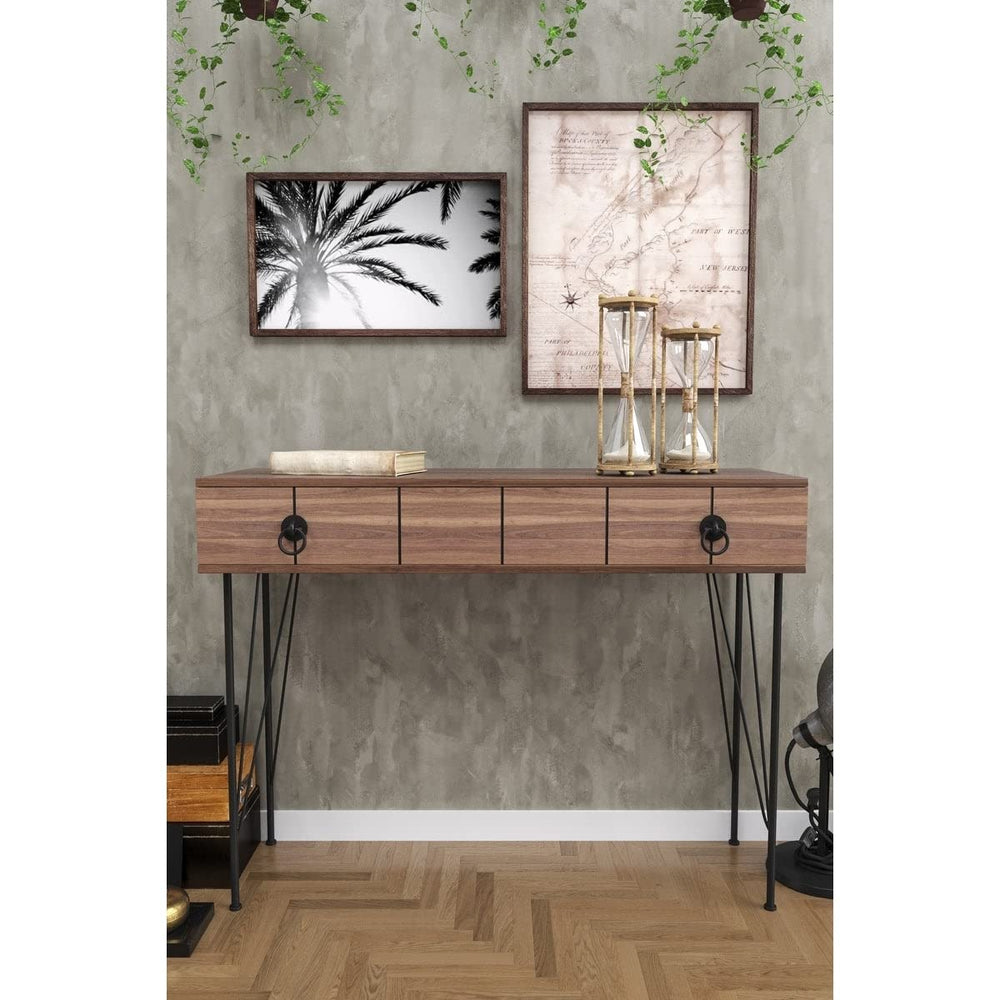 Console Table Brown Modern Contemporary Wood Finish Includes Hardware - Diamond Home USA