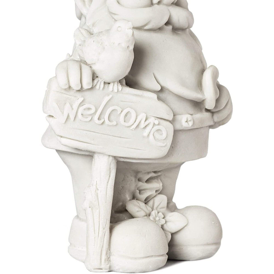2 Pack Mini Paint Your Own Garden Gnome Statues Unpainted DIY Ceramic - Diamond Home USA