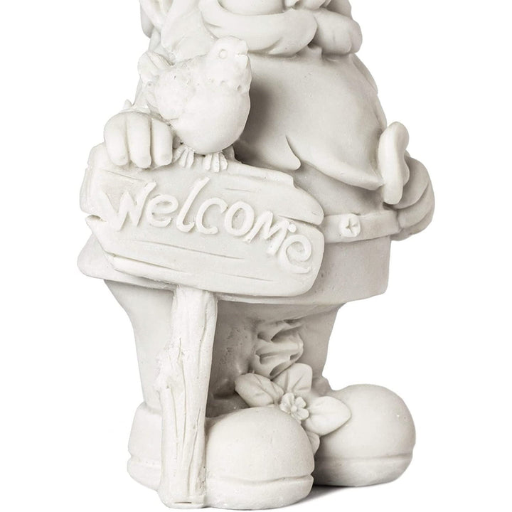 2 Pack Mini Paint Your Own Garden Gnome Statues Unpainted DIY Ceramic - Diamond Home USA