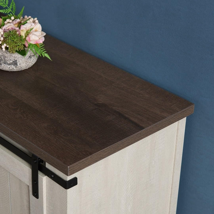 Bathroom Living Room Storage Cabinet with Sliding Doors Grey Modern Contemporary - Diamond Home USA