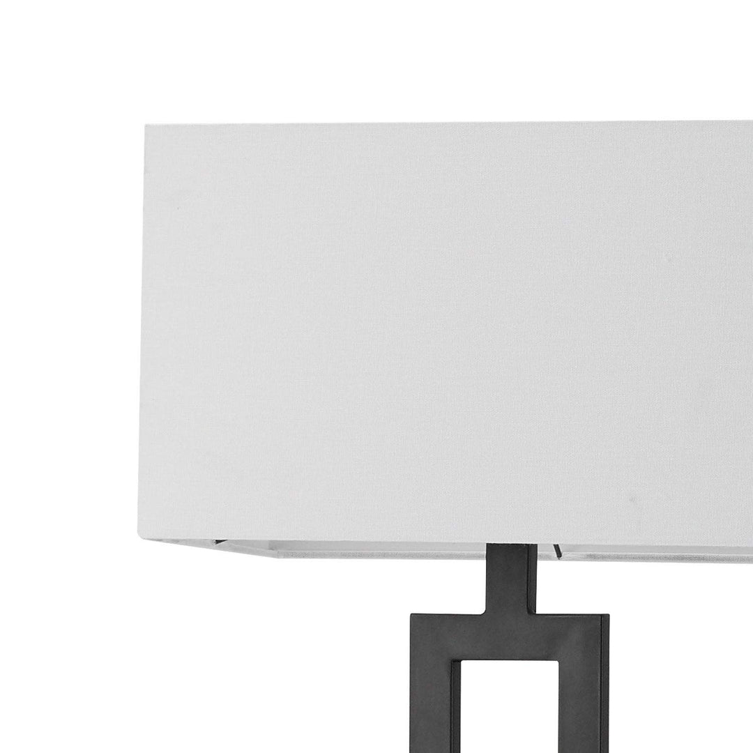 58" Matte Black Floor Lamp with White Linen Shade Modern Contemporary - Diamond Home USA