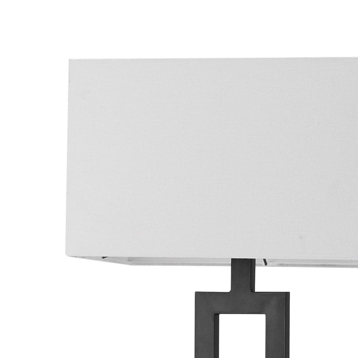 58" Matte Black Floor Lamp with White Linen Shade Modern Contemporary - Diamond Home USA