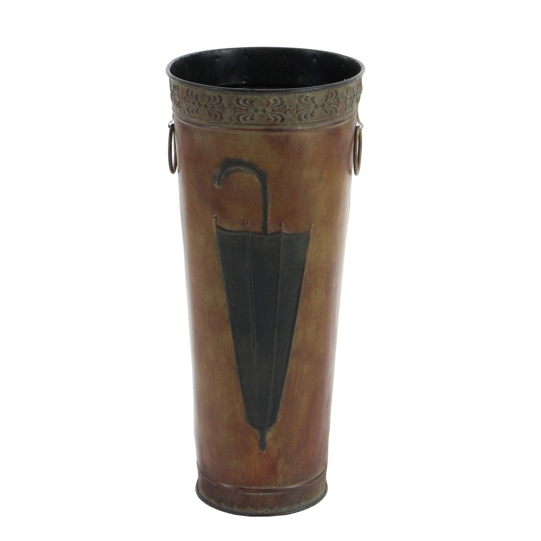 Metal Umbrella Stand (Set of 2) Black Brown Modern Contemporary Acacia Wood - Diamond Home USA