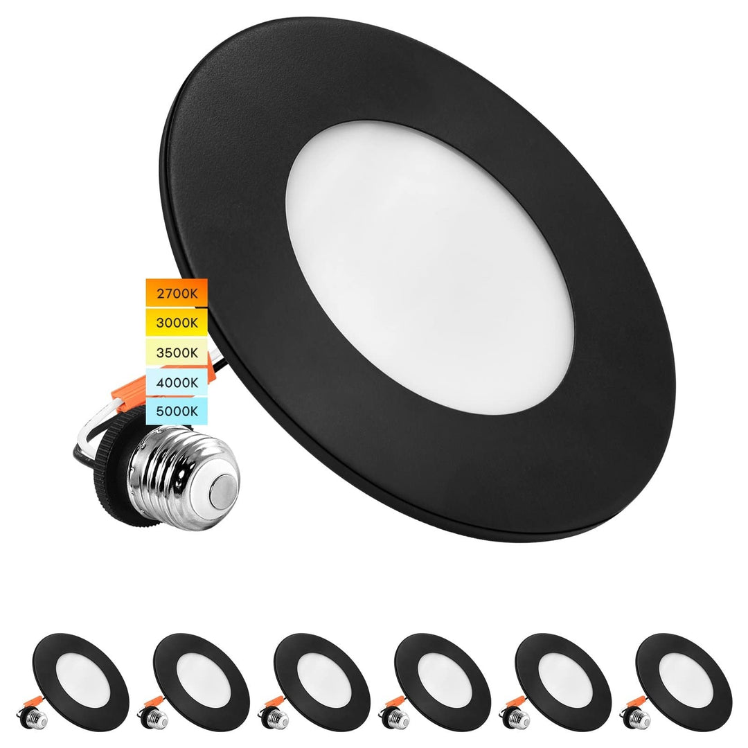 6-Pack 4" Led Recessed Light 5 Color Selectable Magnetic Trim Dimmable Lm Wet