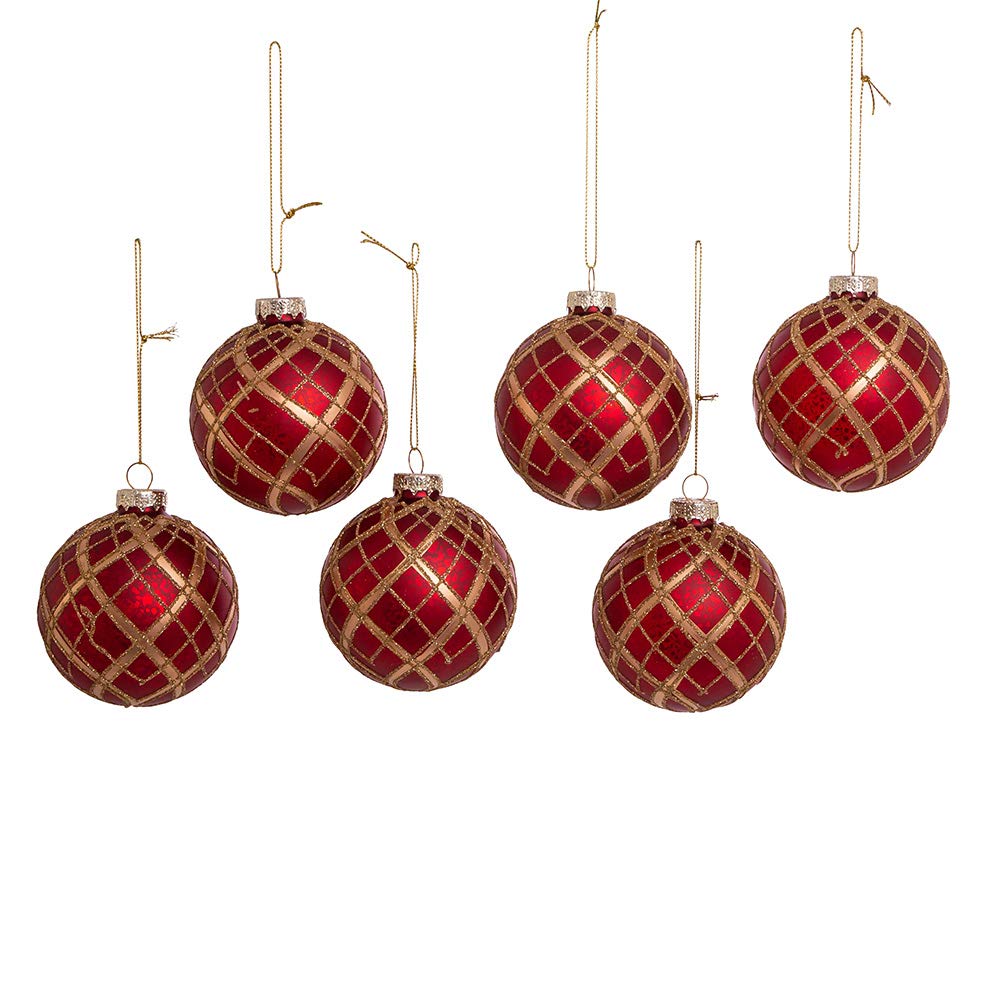 Kurt S. Adler GG0977 Ornament Set Red Gold - Diamond Home USA