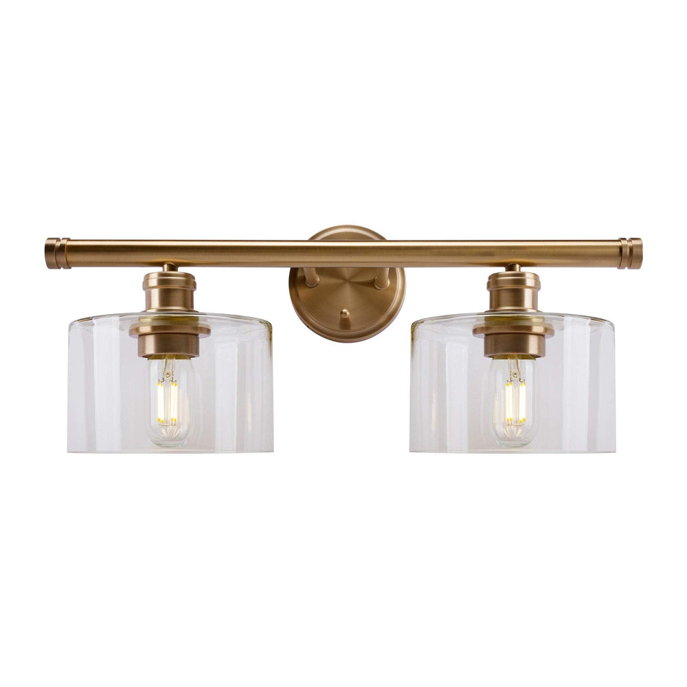 2-Light Soft Gold Bath Light with Clear Glass Modern Contemporary Steel - Diamond Home USA
