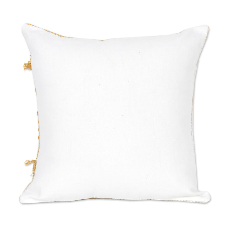 Handmade Delhi Honey Cotton Cushion Covers (Pair) White Motif Modern - Diamond Home USA