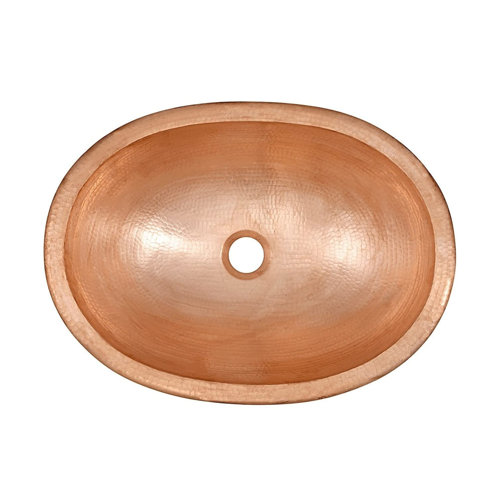 19" Dual Mount Handmade Pure Unfinished Naked Copper Sink Orange Oval - Diamond Home USA