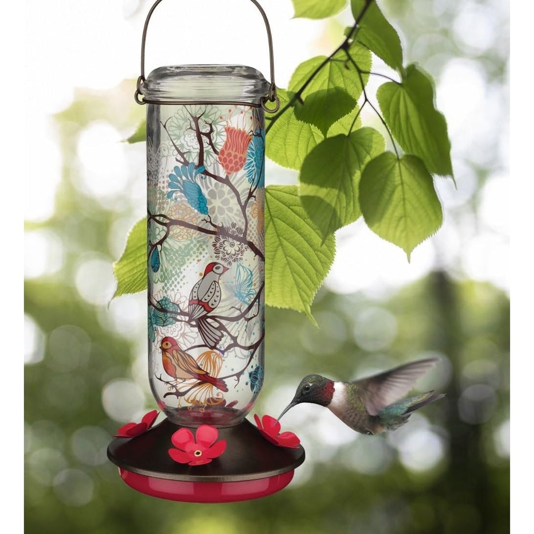 Hummingbird Feeder Bird Multi Color Glass - Diamond Home USA