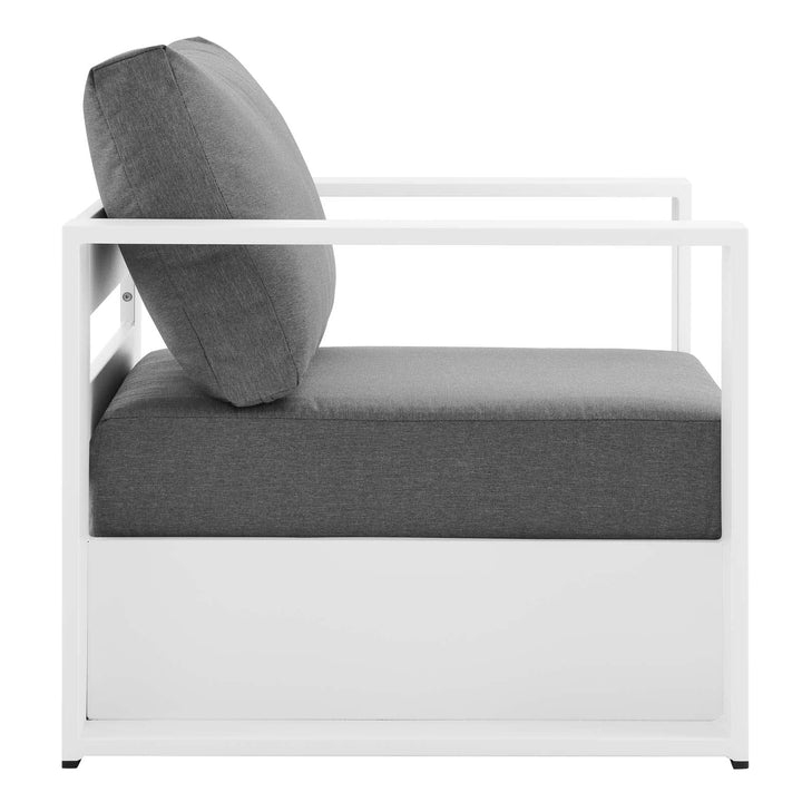 Modway Tahoe Modern Fabric/Aluminum Outdoor Armchair in White/Gray