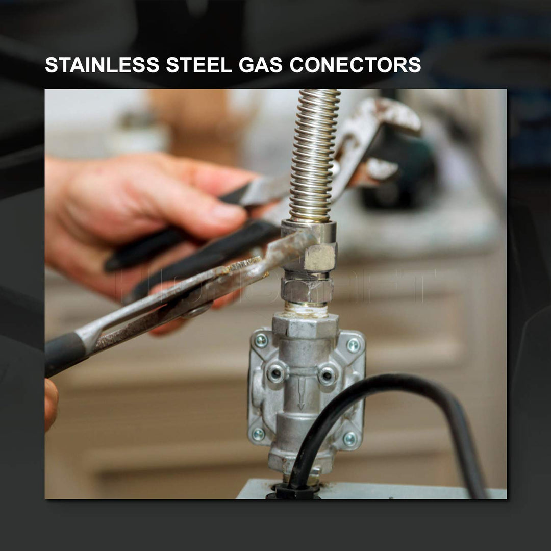 Flextron FTGC-SS14-12C 12" Flexible Gas Line Connector with 3/8" Outer - Diamond Home USA