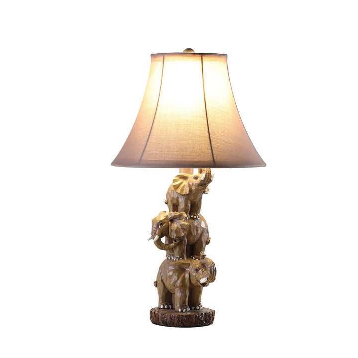 ORE International 21" in Wildlife 3 Stacked Elephants Polyresin Table Lamp - Diamond Home USA
