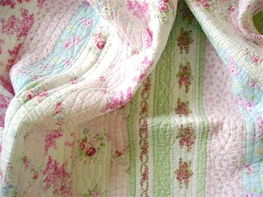 2 Piece Quilt & Sham Set Shabby Patchwork Vintage Chic