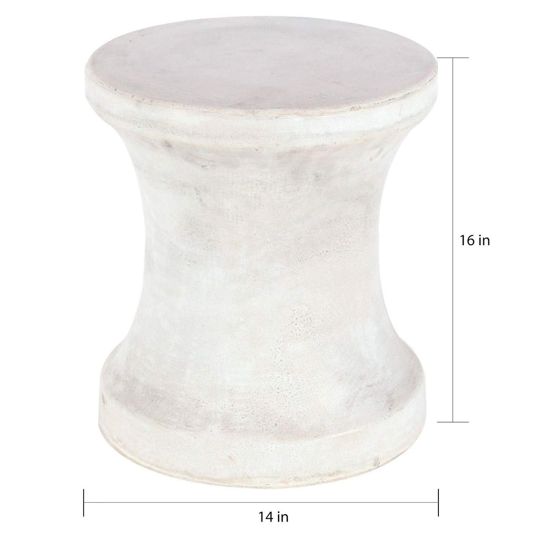 Fiber Clay Foot Stool 14 Inches Wide 16 High White Modern Contemporary Glass - Diamond Home USA