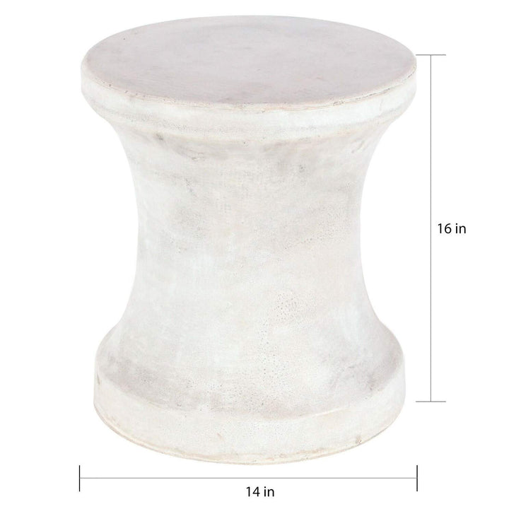 Fiber Clay Foot Stool 14 Inches Wide 16 High White Modern Contemporary Glass - Diamond Home USA