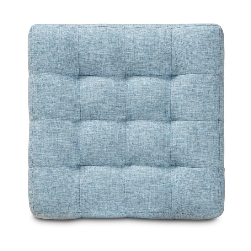 Baxton Studio Elladio Upholstered Wood Cube Ottoman in Light Blue - Set of 2 - Diamond Home USA