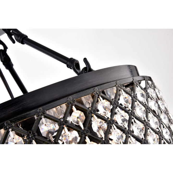 Antique Black 4-light Beaded Drum Crystal Semi Flush Mount Glam Modern - Diamond Home USA