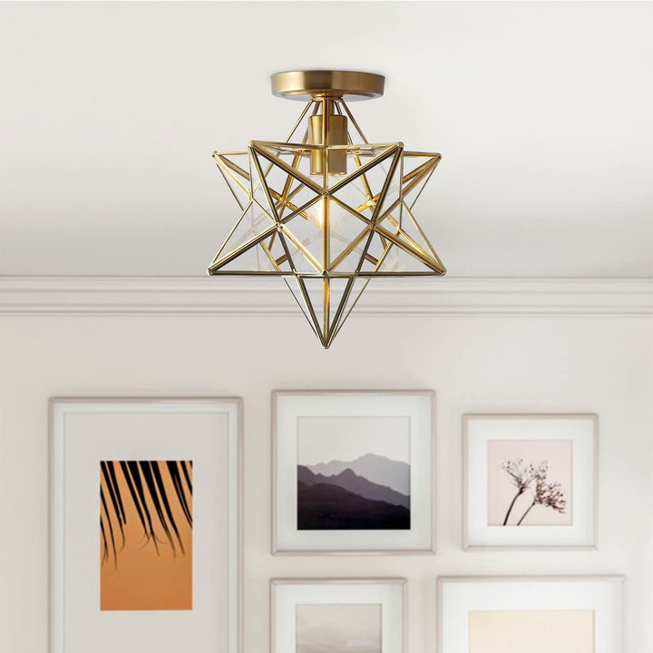 Modern Gold 1-light Star Geometric Semi Flush Mount Light Fixture Contemporary - Diamond Home USA