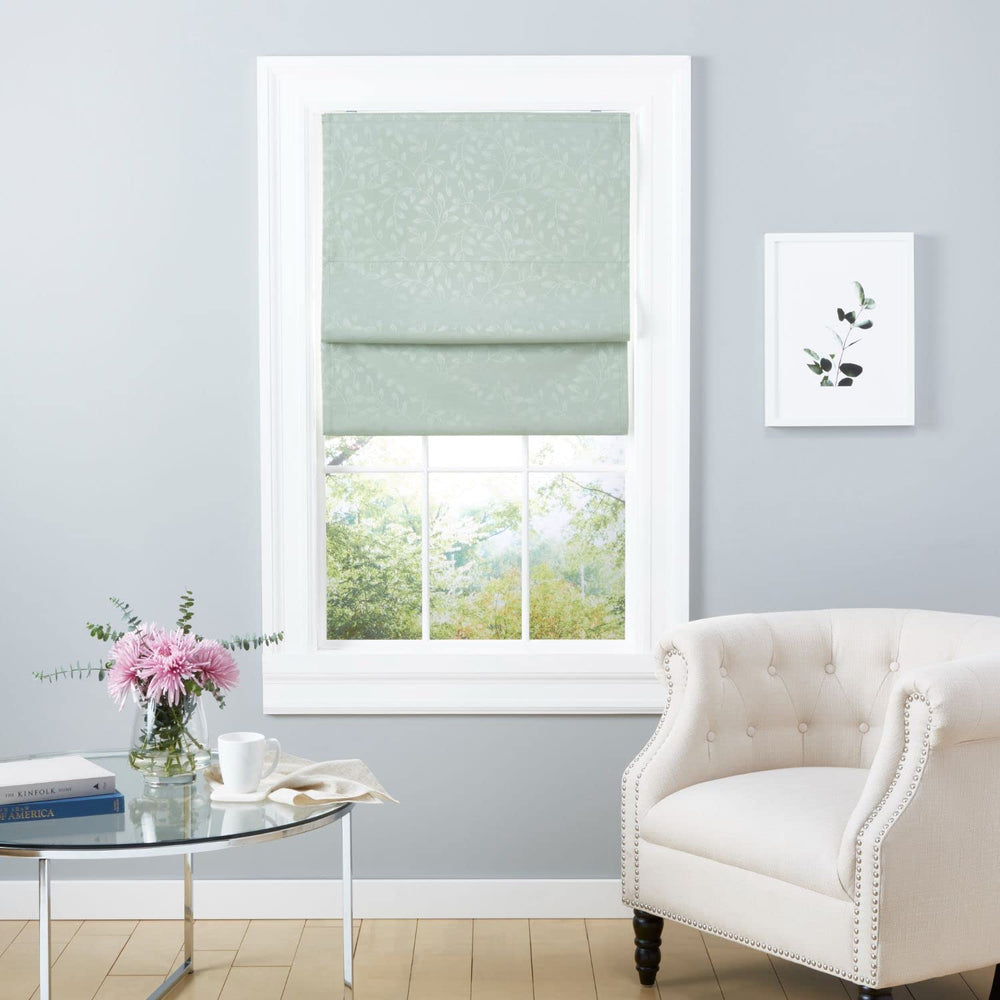 Exclusive Home Bolan Botanical Total Blackout Roman Shade 34"x 64" Sage - Diamond Home USA