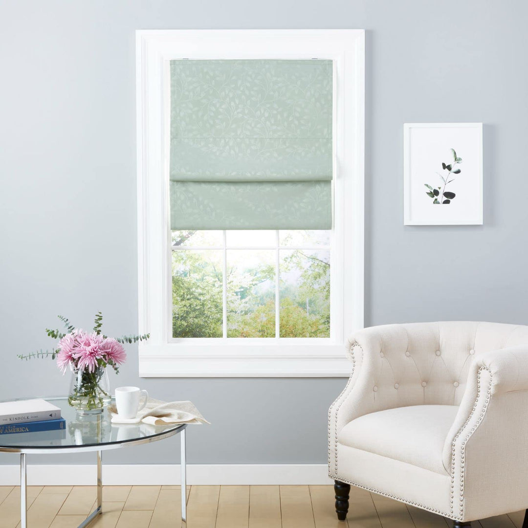 Exclusive Home Bolan Botanical Total Blackout Roman Shade 34"x 64" Sage - Diamond Home USA