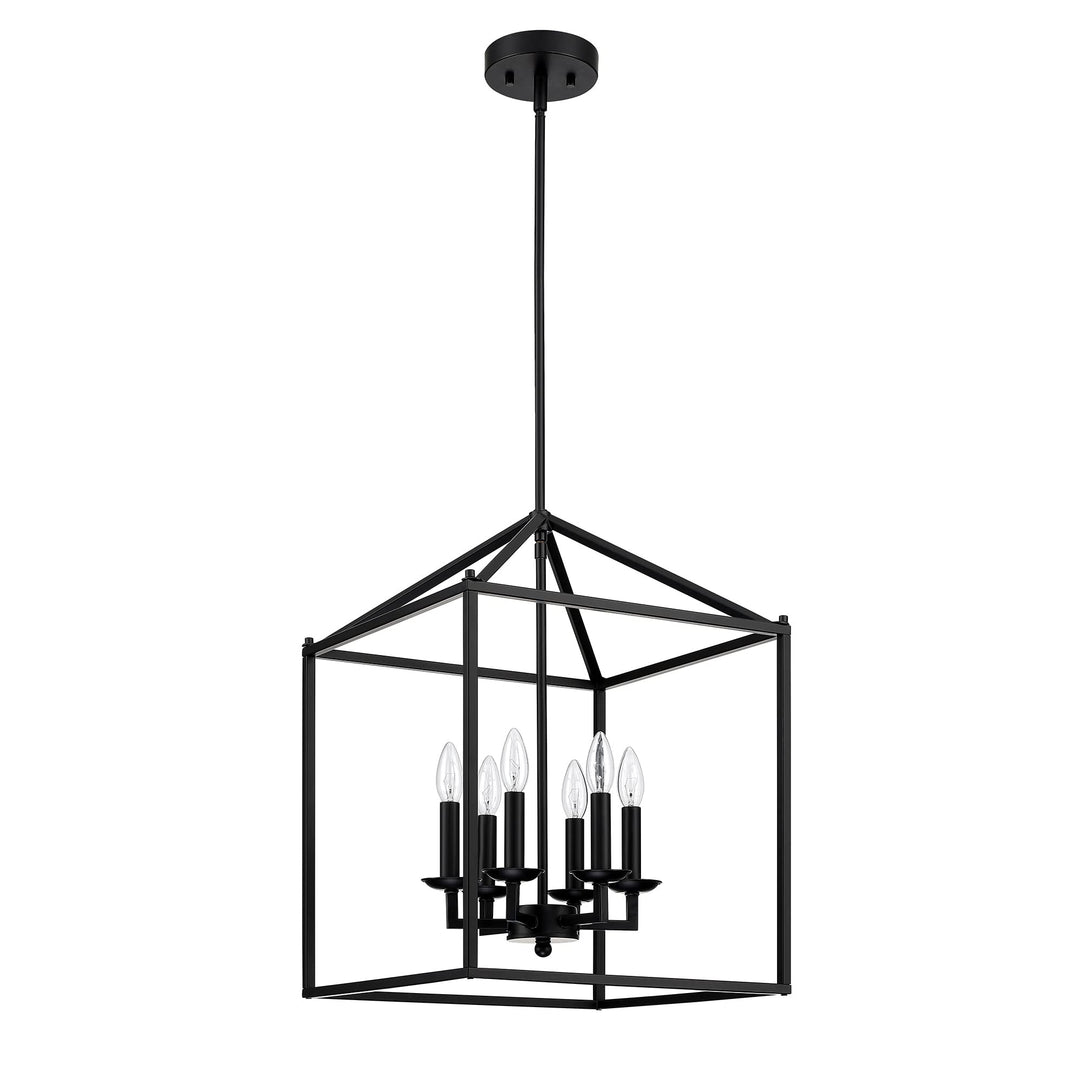 6-light With Black Finish And Steel Cage Shade Black Modern Contemporary Metal - Diamond Home USA