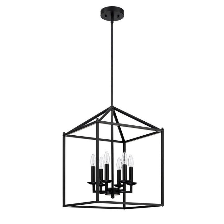 6-light With Black Finish And Steel Cage Shade Black Modern Contemporary Metal - Diamond Home USA