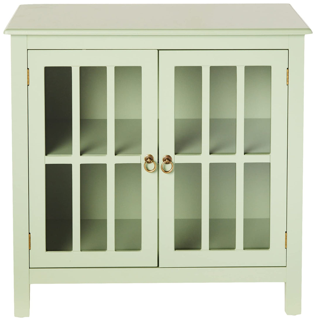 Target Marketing System Portland Mid Century Modern 2 Shelf Glass Front Mint - Diamond Home USA