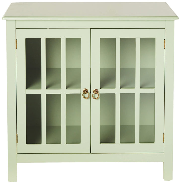 Target Marketing System Portland Mid Century Modern 2 Shelf Glass Front Mint - Diamond Home USA