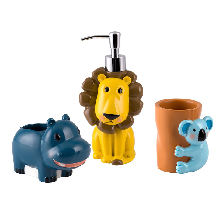 Animal Alphabet 3pc Set Lotion Pump/Toothbrush Holder/Tumbler Bath Accessory Set