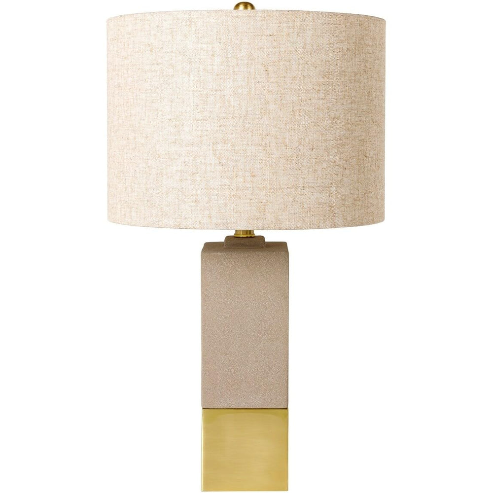 Concrete and Metal Block Table Lamp 25" h X 13" w 13" d Beige Grey Bohemian - Diamond Home USA
