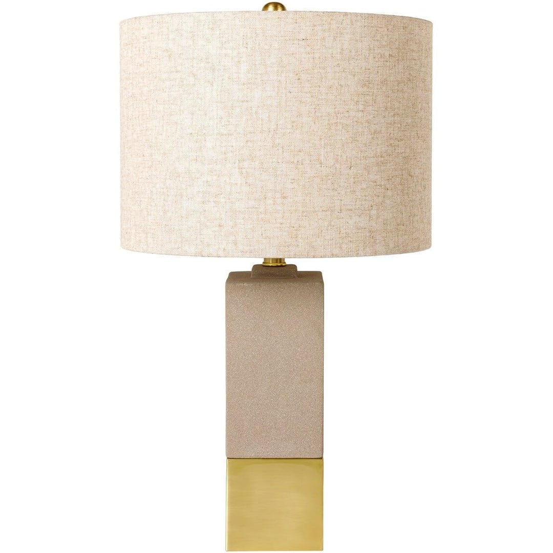 Concrete and Metal Block Table Lamp 25" h X 13" w 13" d Beige Grey Bohemian - Diamond Home USA