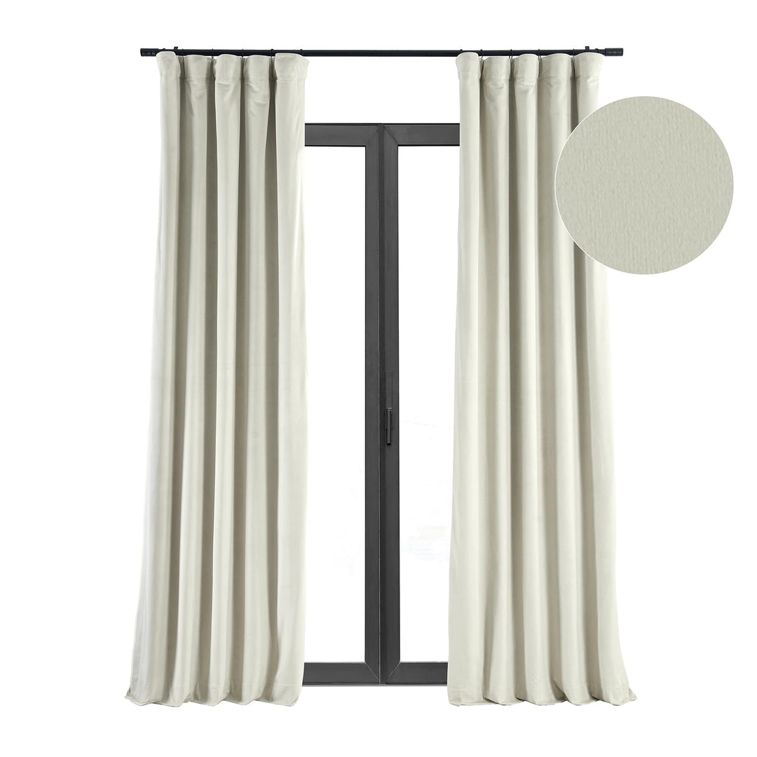 HPD Half Price Drapes Signature Velvet Thermal Blackout Curtains for Living Room 50 X 108 - Porcelain White