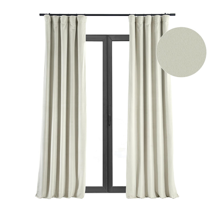 HPD Half Price Drapes Signature Velvet Thermal Blackout Curtains for Living Room 50 X 108 - Porcelain White