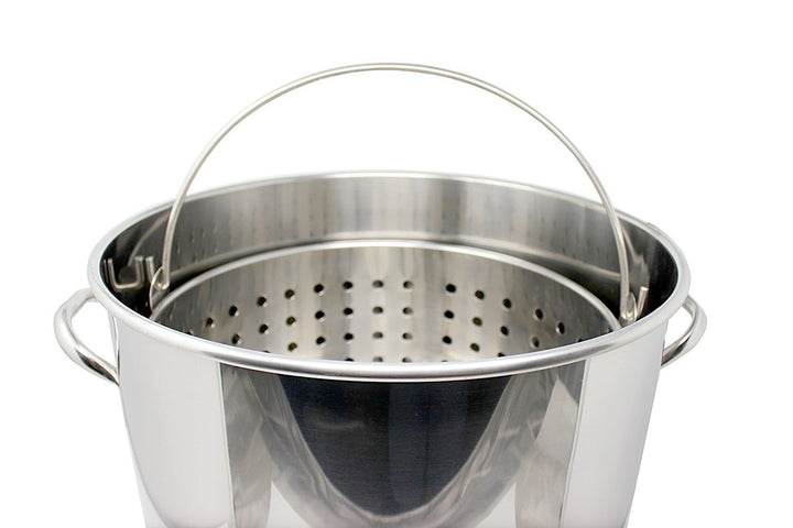 Ballington 13-Gal 16" Stainless Steel Stock Pot w Deep Steamer/Boil Basket & Lid - Diamond Home USA