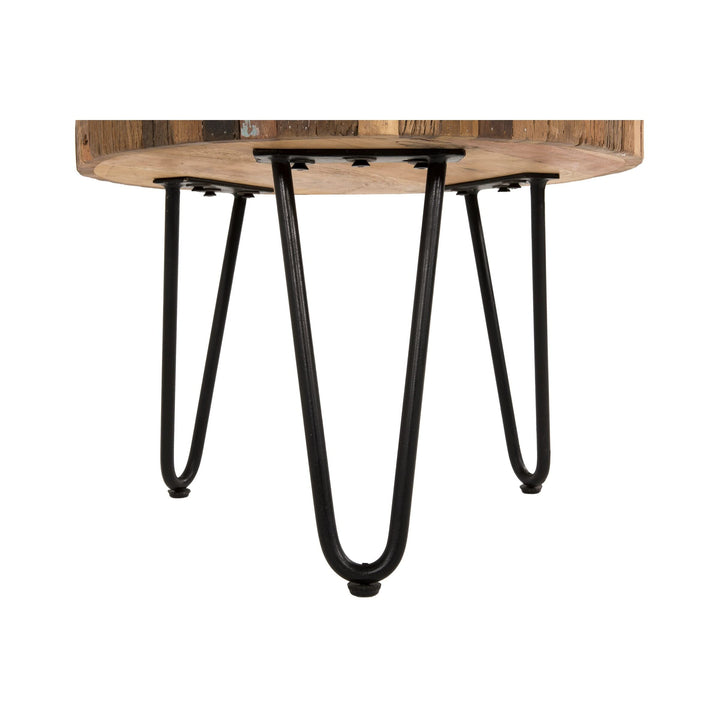 Reclaimed Wood Iron End Table Brown Natural Cabin Lodge Metal Finish