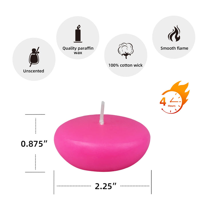 Zest Candle 24-Piece Floating Candles 2.25-Inch Hot Pink