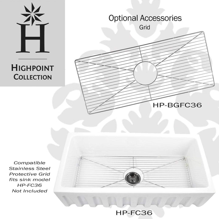 Bottom Grid for Hp-fc36-36-inch Farmhouse Sink Lead-Free Rust Resistant - Diamond Home USA