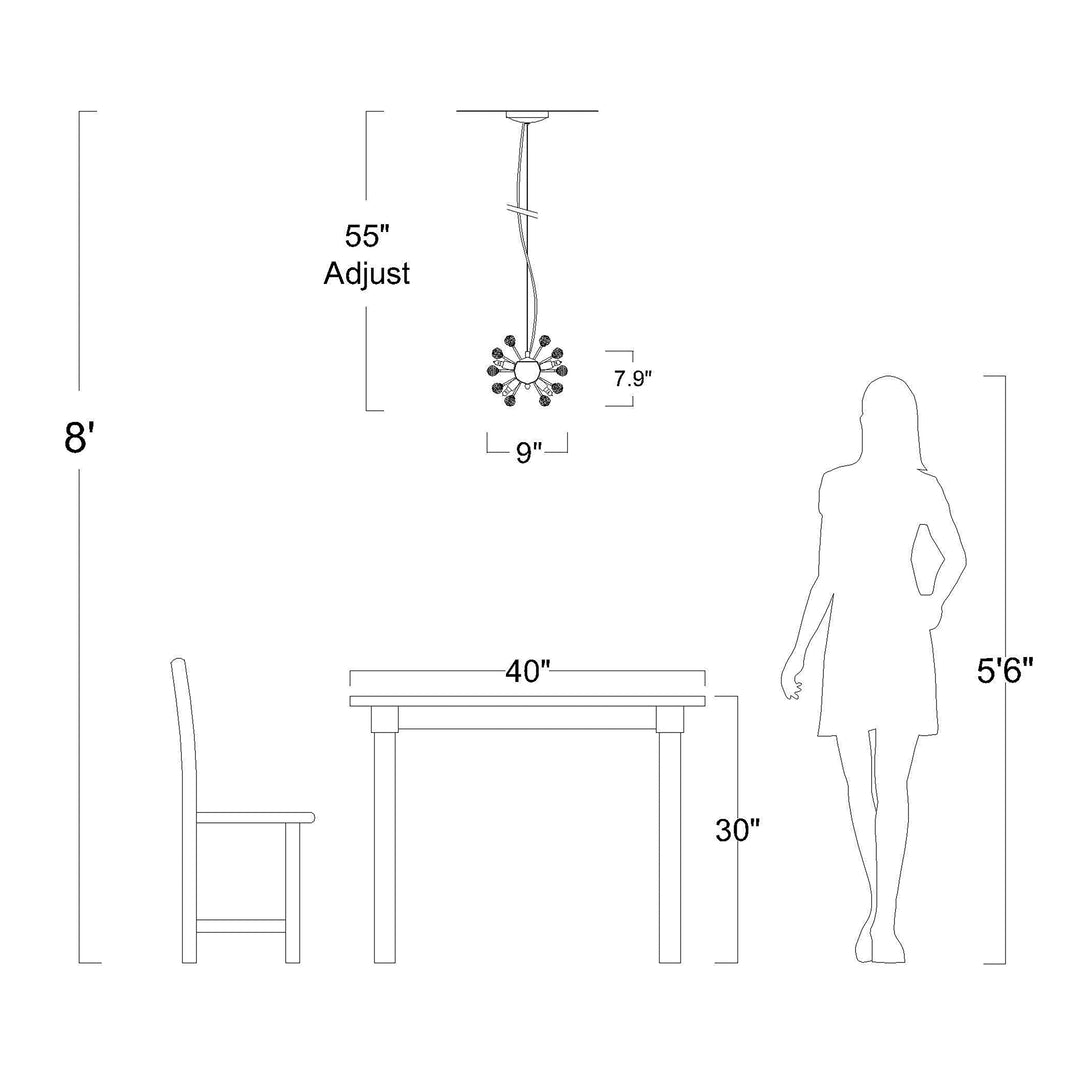 The Lighting Store Clara Mini t 6-Light Sputnik Clear Crystal Balls - Diamond Home USA
