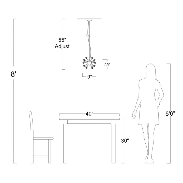 The Lighting Store Clara Mini t 6-Light Sputnik Clear Crystal Balls - Diamond Home USA