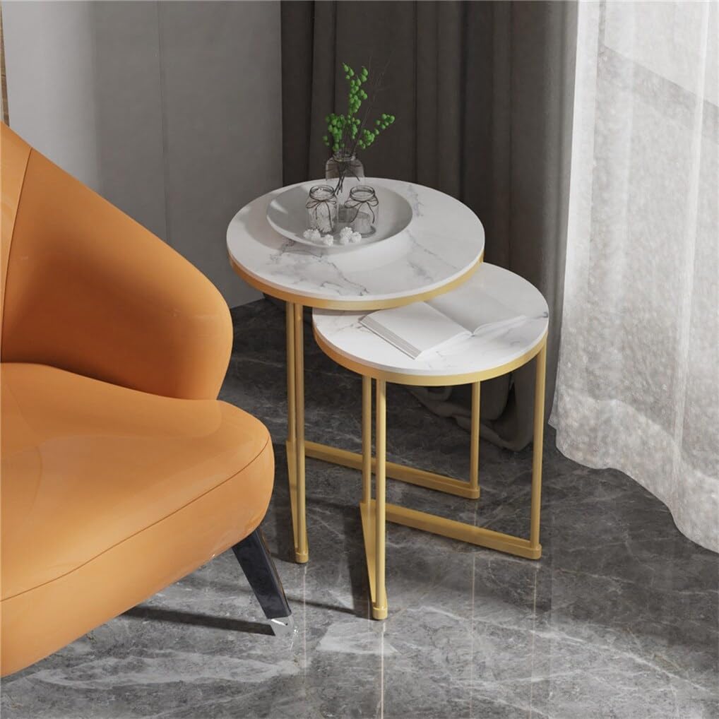 Modern Marble and Gold Metal Frame Nesting Tables (Set of 2) Contemporary - Diamond Home USA